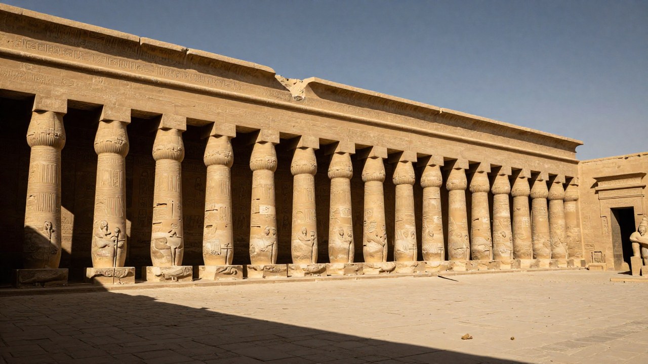 El monumental Templo de Karnak ilustra la complejidad arquitectónica y las adiciones de diversos faraones.